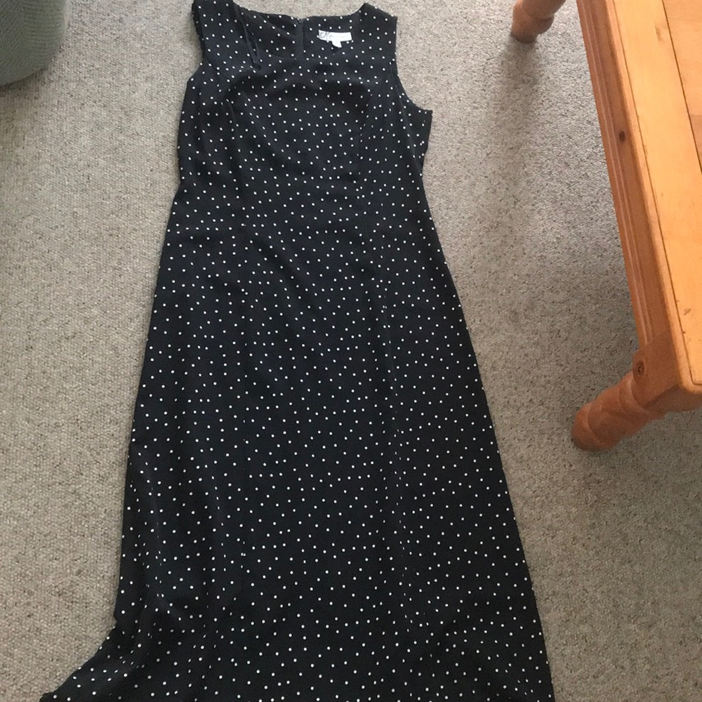 Dress Barn Black and white polka dot maxi dress